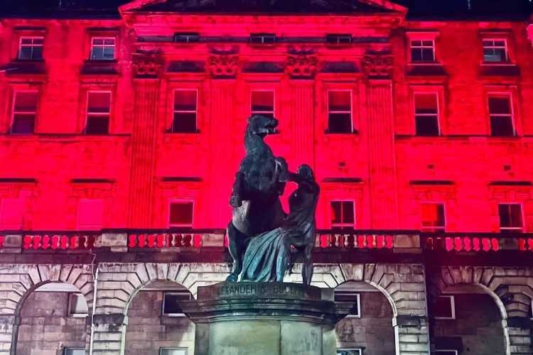 Edinburgh's City Chambers lit up pink for Organ and Tissue Donation Week