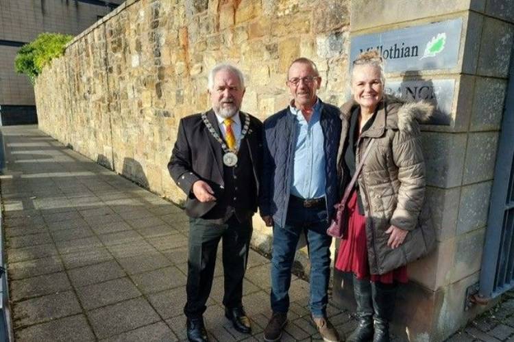 East Lothian Provost John McMillan on the left, Mayor Philippe Pellissier and Midlothian Provost Debbi McCall.