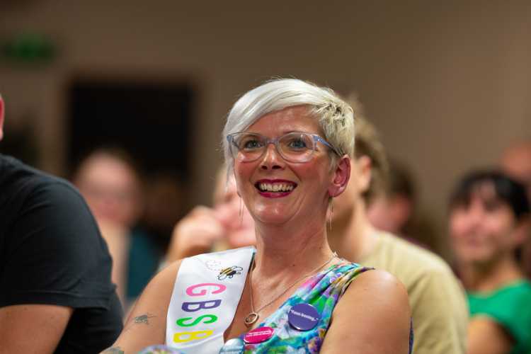 Great British Sewing Bee finalist Emma Morwood during a watch party at Roslin Bowling Club