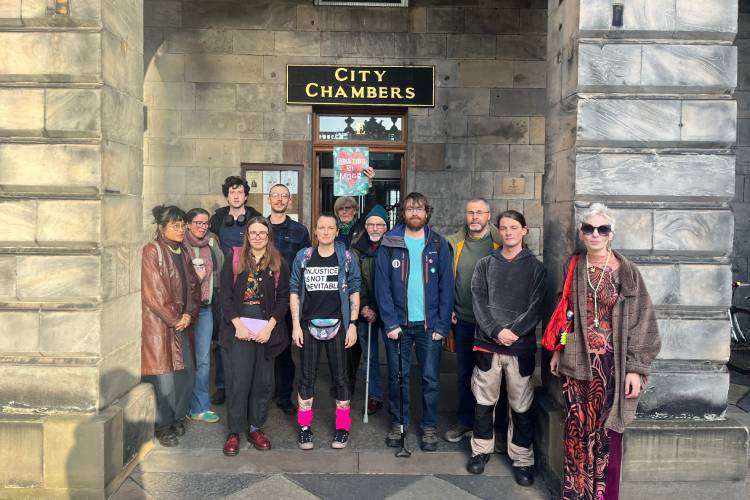 St Margaret's House tenants outside Edinburgh City Chambers
