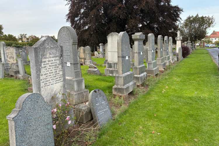 Headstones in St Mary's Kirk, Haddington, have been declared unsafe