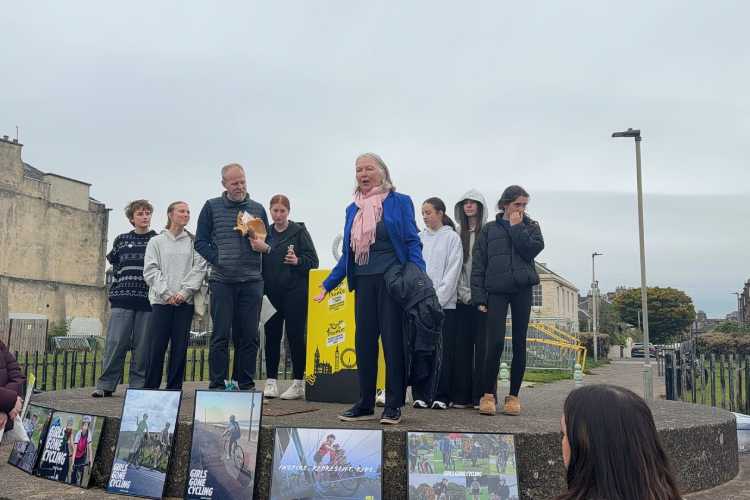 Edinburgh Council Leader Jane Meagher alongside Portobello pupils heading to Paris and school head teacher Greg McDowall