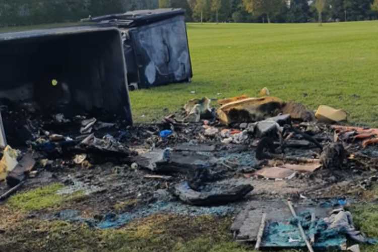 Aftermath of bin fire in Mayfield Parkn Melville Park