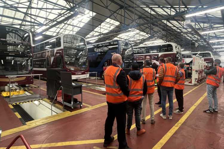 Edinburgh College with TVET colleagues from Mauritius at Lothian Bus depot