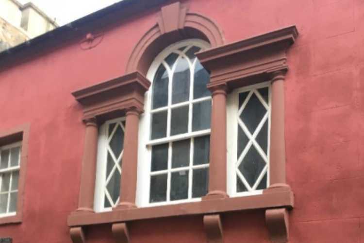 Listed building on Lodge Street, Haddington, is currently pained scarlet red pic courtesy ELC planning portal